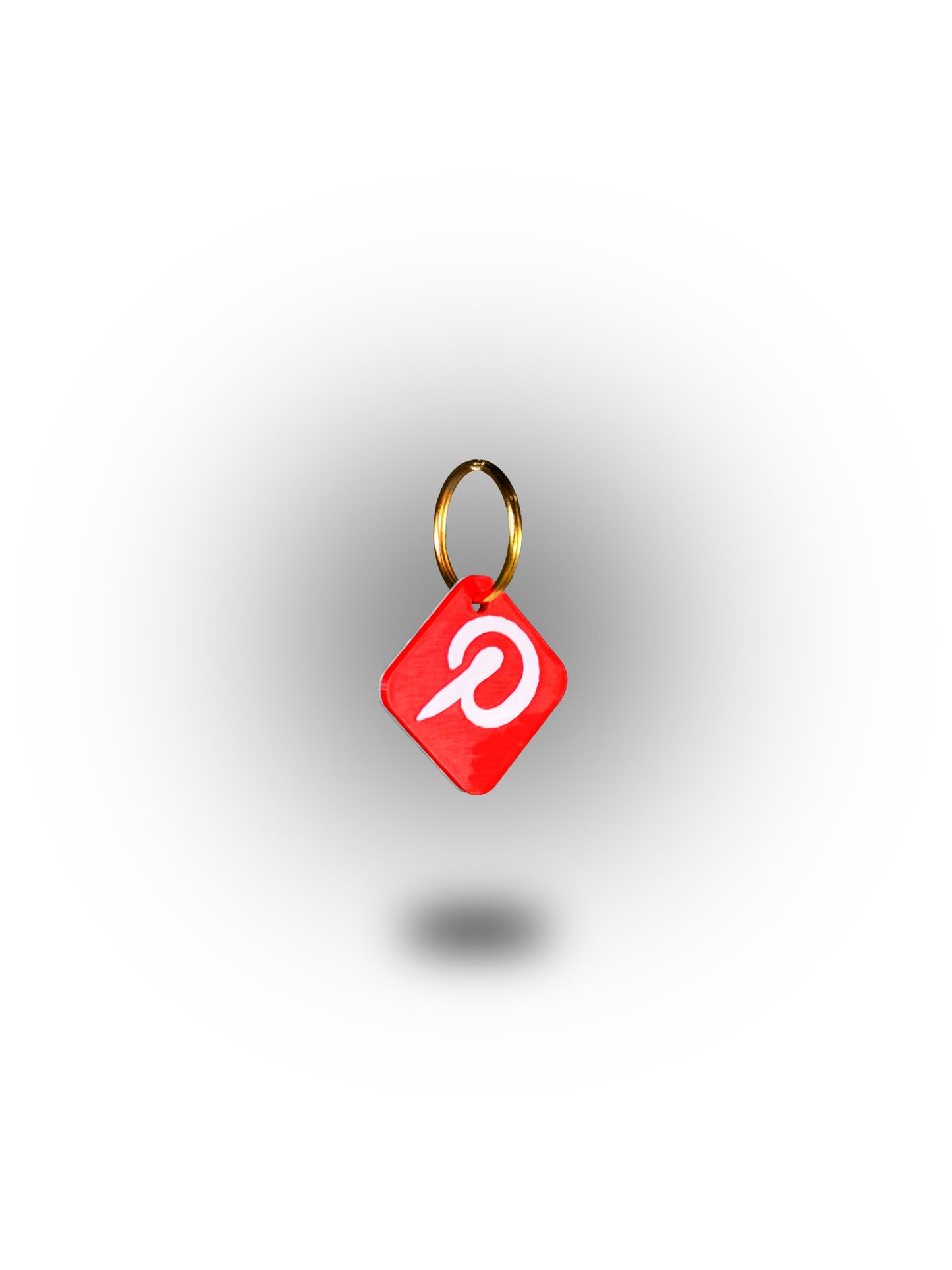 Pinterest-Schlüsselanhänger mit NFC – 3D-gedruckter, quadratischer Anhänger mit Social-Media-Logo auf der Vorderseite und QR-Code auf der Rückseite, integrierter NFC-Chip für kontaktloses Scannen, ideal für Influencer, digitales Networking und Smart-Branding.