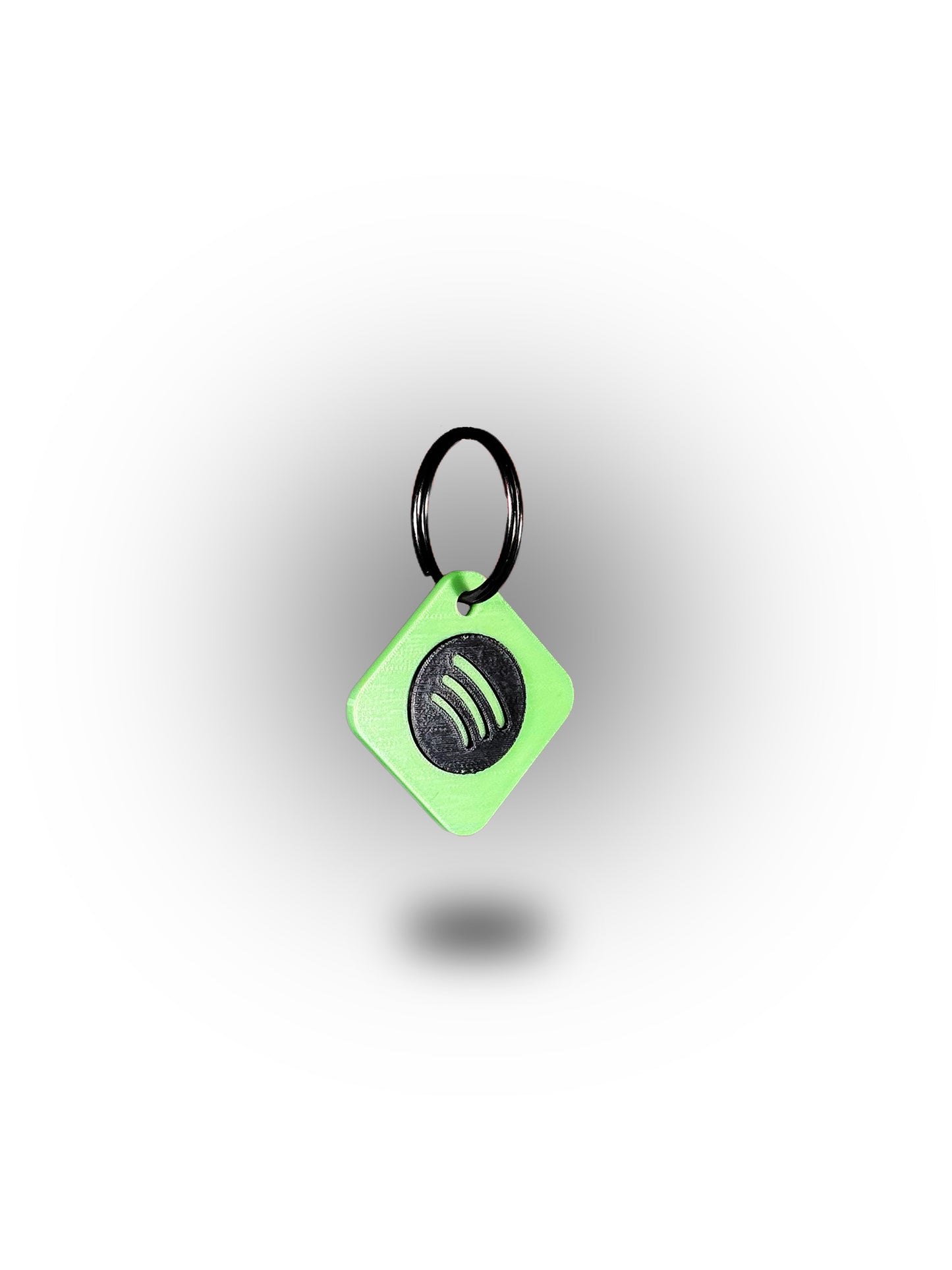 Spotify-Schlüsselanhänger mit NFC– 3D-gedruckter, quadratischer Anhänger mit Social-Media-Logo auf der Vorderseite und QR-Code auf der Rückseite, integrierter NFC-Chip für kontaktloses Scannen, ideal für Influencer, digitales Networking und Smart-Branding.