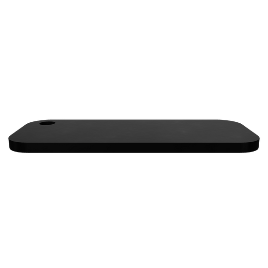 3D-Modell eines leeren rechteckigen Schlüsselanhängers – minimalistisches Design mit Loch für Schlüsselring und NFC-Integration.