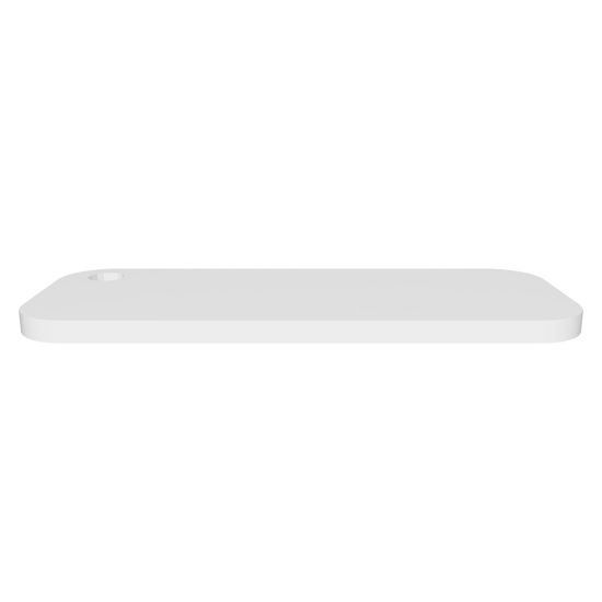 3D-Modell eines leeren rechteckigen Schlüsselanhängers – minimalistisches Design mit Loch für Schlüsselring und NFC-Integration.